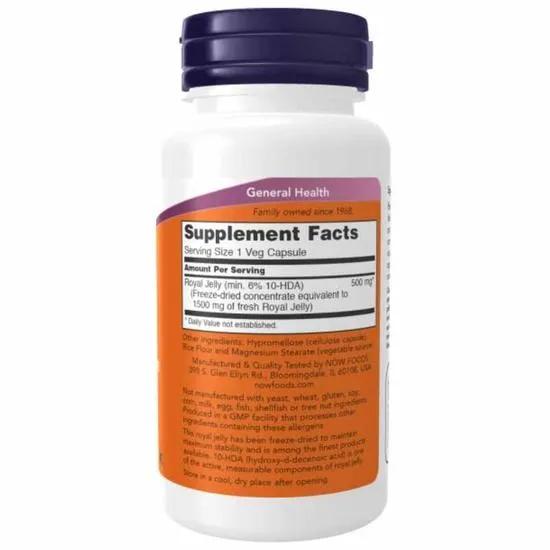 NOW Foods Royal Jelly 1500mg Equivalency Capsules 60 Capsules