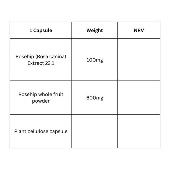 Viridian Rosehip Extract 700mg Veg Caps 90 Capsules