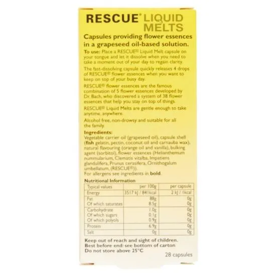 Bach Rescue Liquid Melts Capsules 28 Capsules