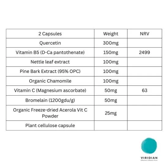 Viridian Quercetin B5 Plus Complex Veg Capsules 60 Capsules