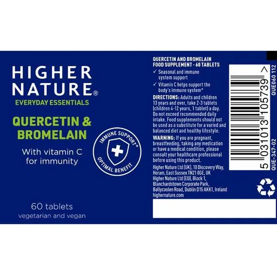 Higher Nature Quercetin & Bromelain Tablets 60 Tablets