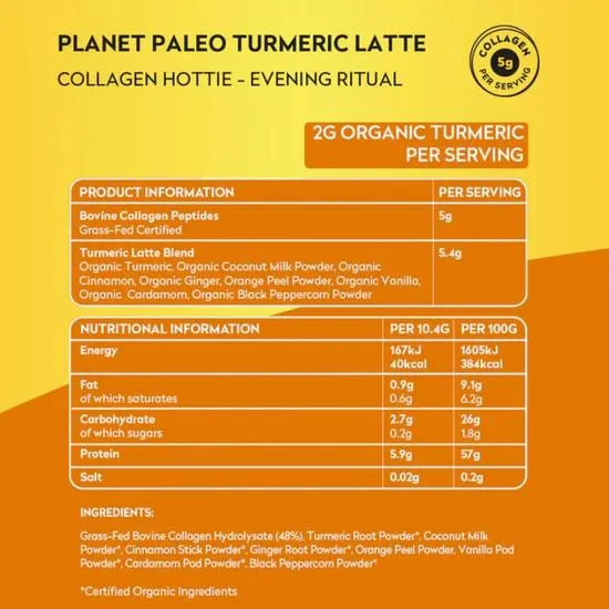 Planet Paleo Pure Collagen Turmeric Latte 260g