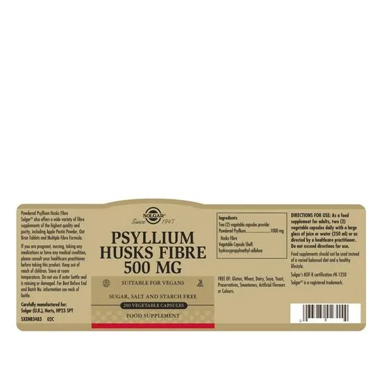 Solgar Psyllium Husks Fibre Vegicaps 200 Vegicaps