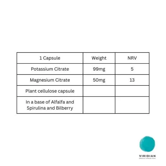 Viridian Potassium Magnesium Citrate 30 Veg Caps