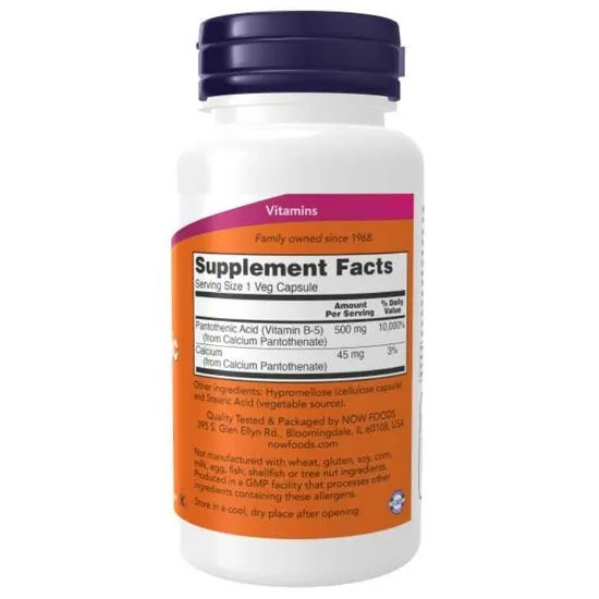NOW Foods Pantothenic Acid 500mg Capsules 100 Capsules