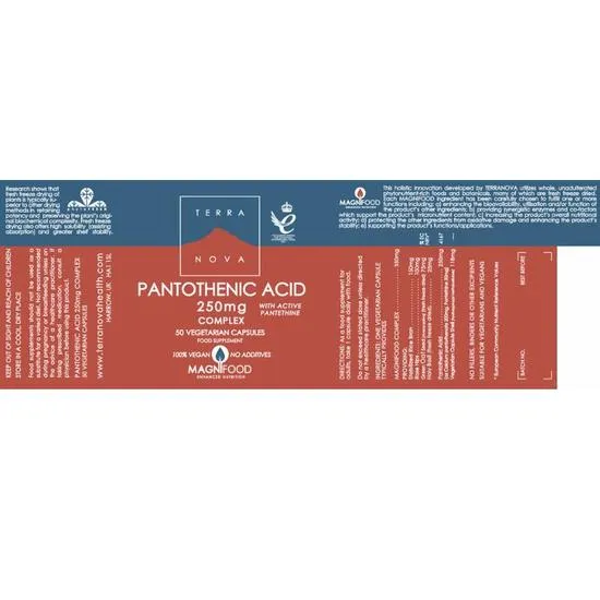 Terranova Pantothenic Acid 250mg Complex Vegicaps 50 Vegicaps