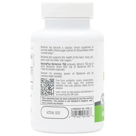 Nature's Plus PRO Berberine 750mg Capsules 60 Capsules