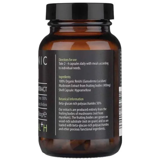 KIKI Health Organic Reishi Mushroom Extract Vegicaps 60 Vegicaps