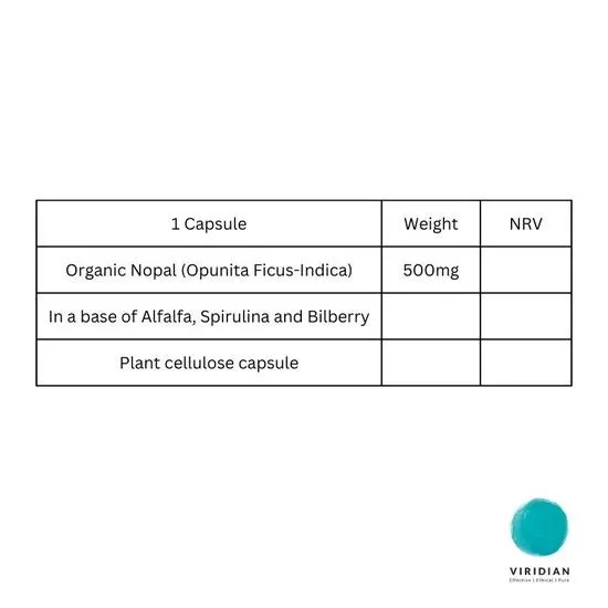 Viridian Organic Nopal 500mg Capsules 90 Capsules