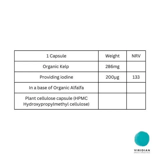 Viridian Organic Kelp 600mg Veg Caps 90 Capsules