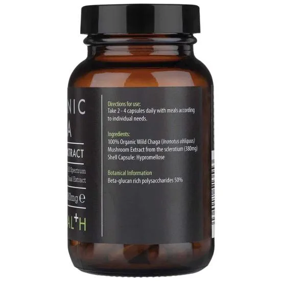 KIKI Health Organic Chaga Mushroom Extract Vegicaps 60 Vegicaps