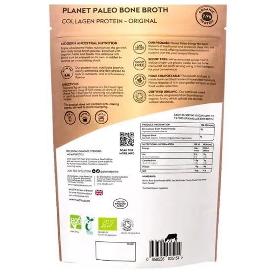 Planet Paleo Organic Bone Broth Collagen Protein Original 225g