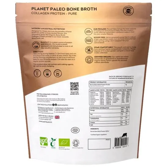 Planet Paleo Organic Bone Broth Collagen Protein Pure 225g