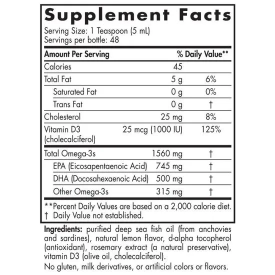 Nordic Naturals Omega-3d 1560mg Lemon 237ml