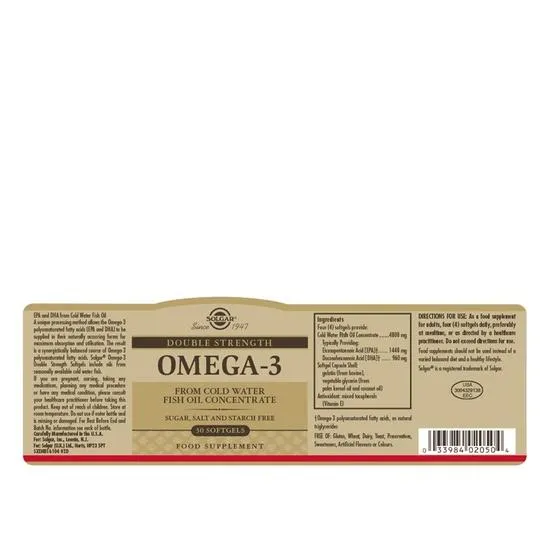Solgar Omega-3 Double Strength Softgels 30 Softgels