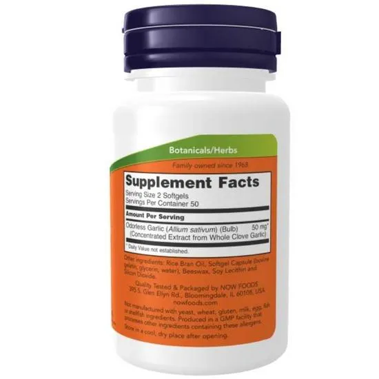 NOW Foods Odourless Garlic Softgels 100