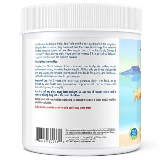 Nordic Naturals Nordic Omega-3 82mg Tangerine Treats Gummies 60 Gummies