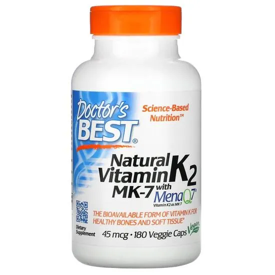 Doctor's Best Natural Vitamin K2 MK7 With MenaQ7 45mcg Vegicaps 180 Vegicaps