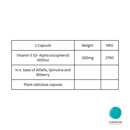 Viridian Natural Vitamin E 400iu Capsules 30 Capsules