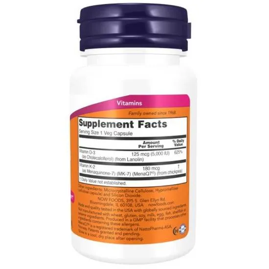 NOW Foods Mega D-3 & MK-7 Capsules 60 Capsules