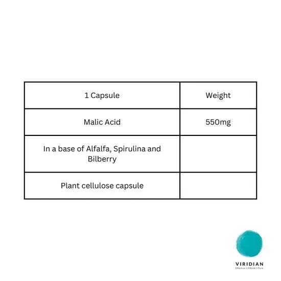 Viridian Malic Acid 500mg Veg Capsules 90 Capsules