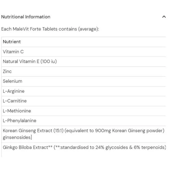 Health Aid MaleVit Forte Tablets 30 Tablets