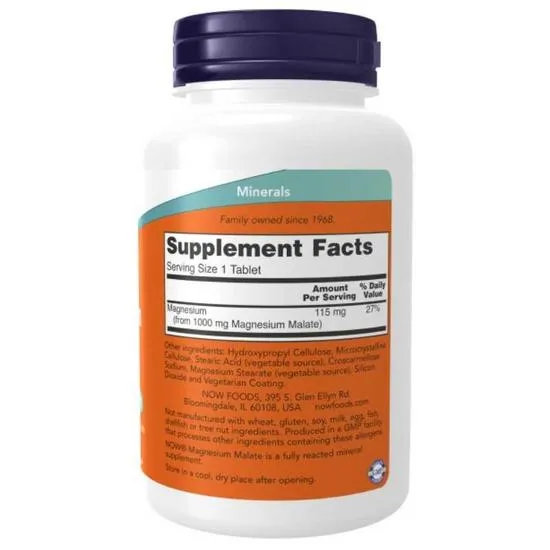 NOW Foods Magnesium Malate 1000mg Tablets 180 Tablets