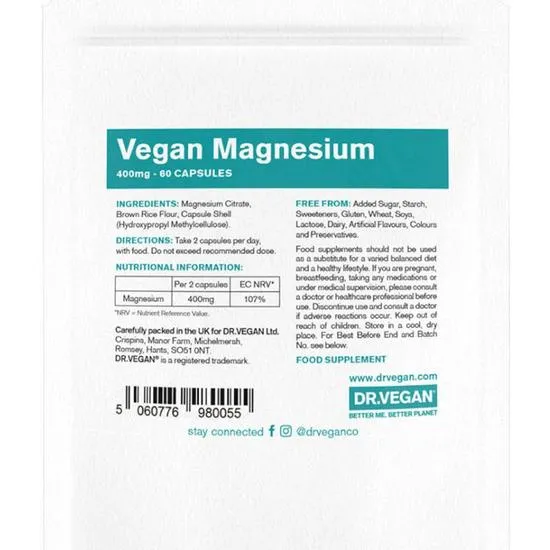 Dr Vegan Magnesium Citrate 400mg Capsules 60 Capsules