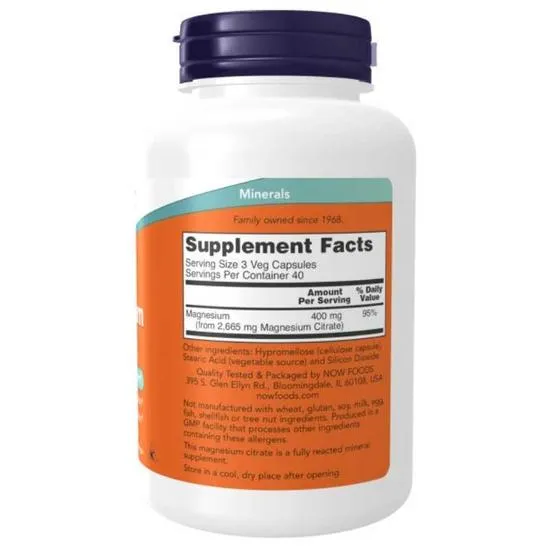 NOW Foods Magnesium Citrate 400mg Capsules 240 Capsules