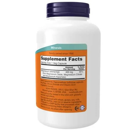 NOW Foods Magnesium 400mg Capsules 180 Capsules