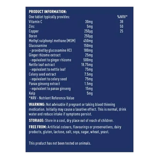 Higher Nature MSM Glucosamine Joint Complex Vegitabs 90 Vegitabs