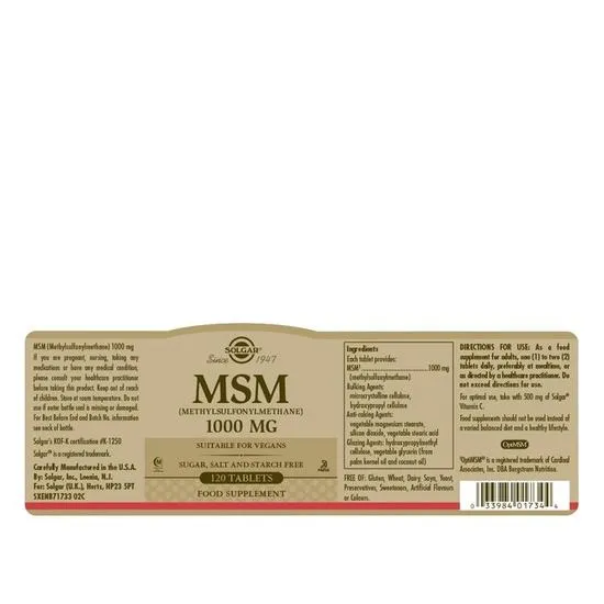 Solgar MSM 1000mg Tablets 60 Tablets