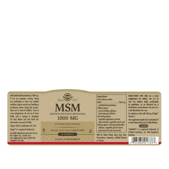 Solgar MSM 1000mg Tablets 60 Tablets