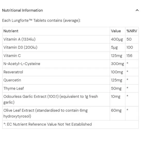 Health Aid Lung Forte Tablets 30 Tablets