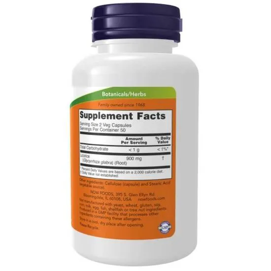 NOW Foods Licorice Root 450mg Capsules 100 Capsules