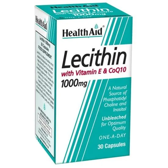Health Aid Lecithin 1000mg + Vitamin E + CoQ-10 Capsules 30 Capsules