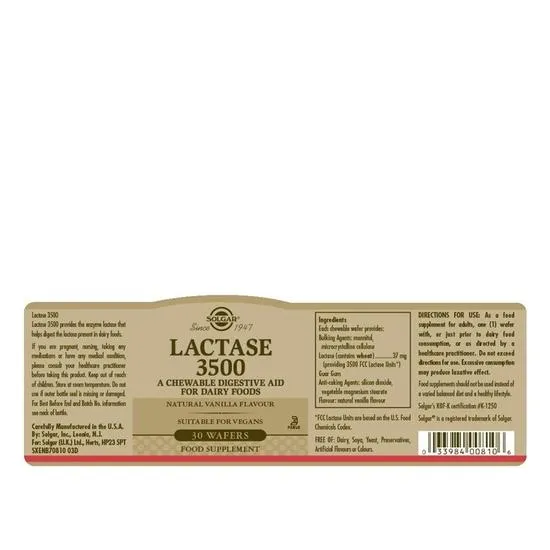 Solgar Lactase 3500 Wafers 30