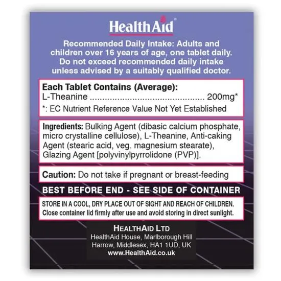 Health Aid L-Theanine 200mg Tablets 60 Tablets
