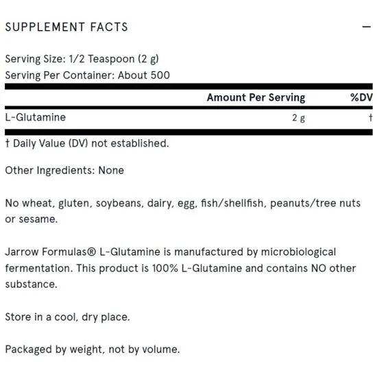 Jarrow Formulas L-Glutamine Powder 1000g