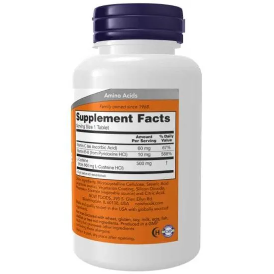 NOW Foods L-Cysteine 500mg Tablets 100 Tablets