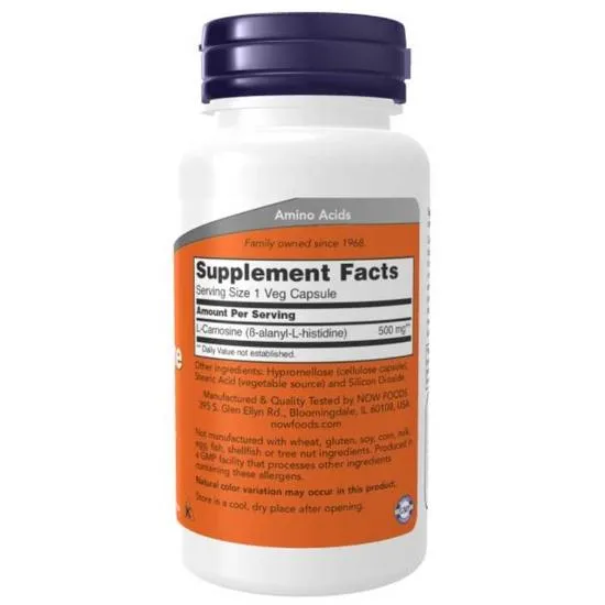 NOW Foods L-Carnosine 500mg Capsules 50 Capsules
