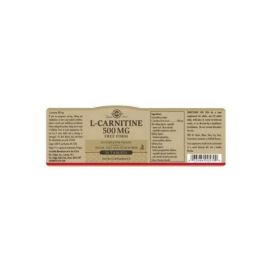 Solgar L-Carnitine 500mg Tablets 30 Tablets