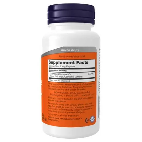 NOW Foods L-Carnitine 500mg Capsules 60 Capsules