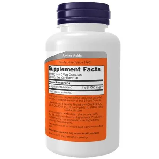 NOW Foods L-Arginine 500mg Capsules 100 Capsules