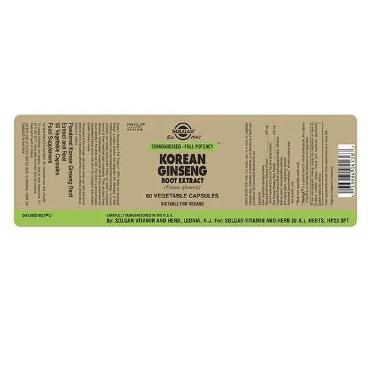 Solgar Korean Ginseng Root Extract Vegicaps 60 Vegicaps