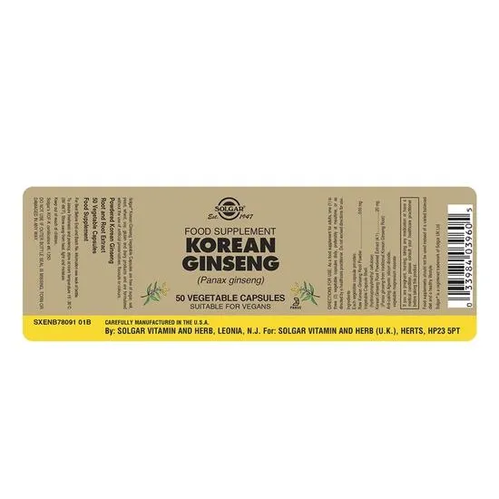 Solgar Korean Ginseng 520mg Vegicaps 50 Vegicaps