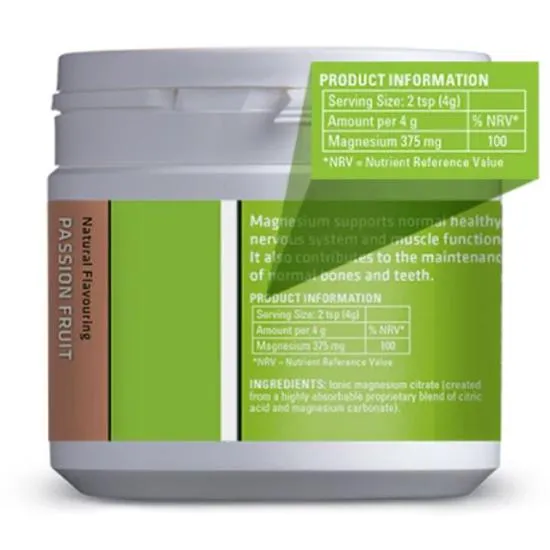 Mag365 Ionic Magnesium Citrate Passion Fruit Powder 150g