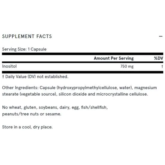 Jarrow Formulas Inositol 750mg Vegicaps 100 Vegicaps