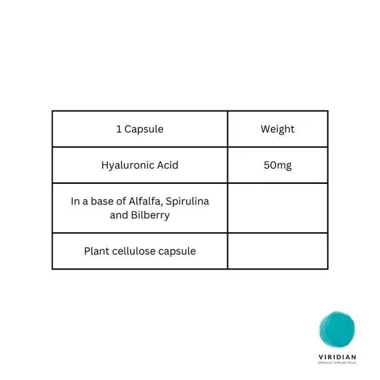 Viridian Hyaluronic Acid 50mg Veg Capsules 30 Capsules