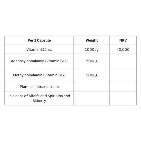 Viridian High Potency Vitamin B12 1000ug Vegicaps 60 Vegicaps